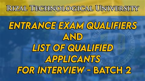 Entrance Exam Qualifiers and List of Qualified Applicants for .
